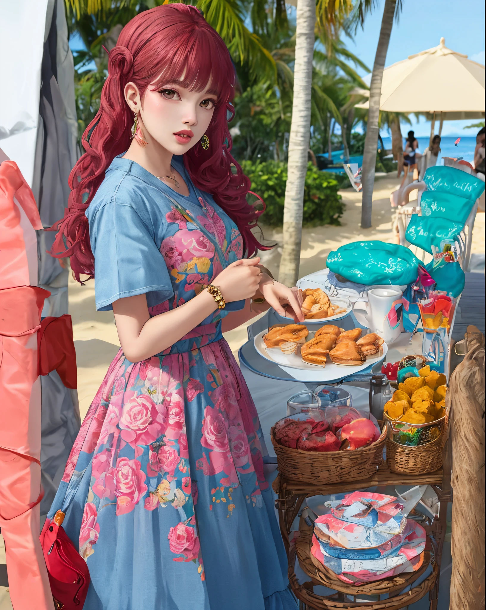 Lisa Manobal membra do blackpink na praia nua bebendo um coco