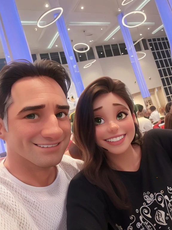 Casal olhos e cabelos castanhos muito felizes