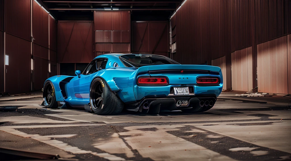 (BLUE AND YELLOW Dodge viper GTS-R Supercar) automotive concept art((pink and black paintwork)), hycode and jonsibal body styling, Forza horizon, gran Turismo, Asphalt 9: Legends, (trending on moparinsiders, hodoor and artstation), behance contest winner, CGSociety, custom design build, cinematic composition, HDR studio light, sharp details, shipping yard background, crisp, accurate, meticulous, military grade, 3ds max, corona render, sharp, focus, menacing look, large rear spoiler, high performance enhanced exhaust system, ((liberty walk body kit)); photo realistic, insanely detailed, ray tracing, subsurface scattering 8k, ((parked in an abandoned warehouse, derelict and lifeless space)), directional lighting, hazy and atmospheric, ominous, stealth built, highly detailed racing interior, hyper realism,