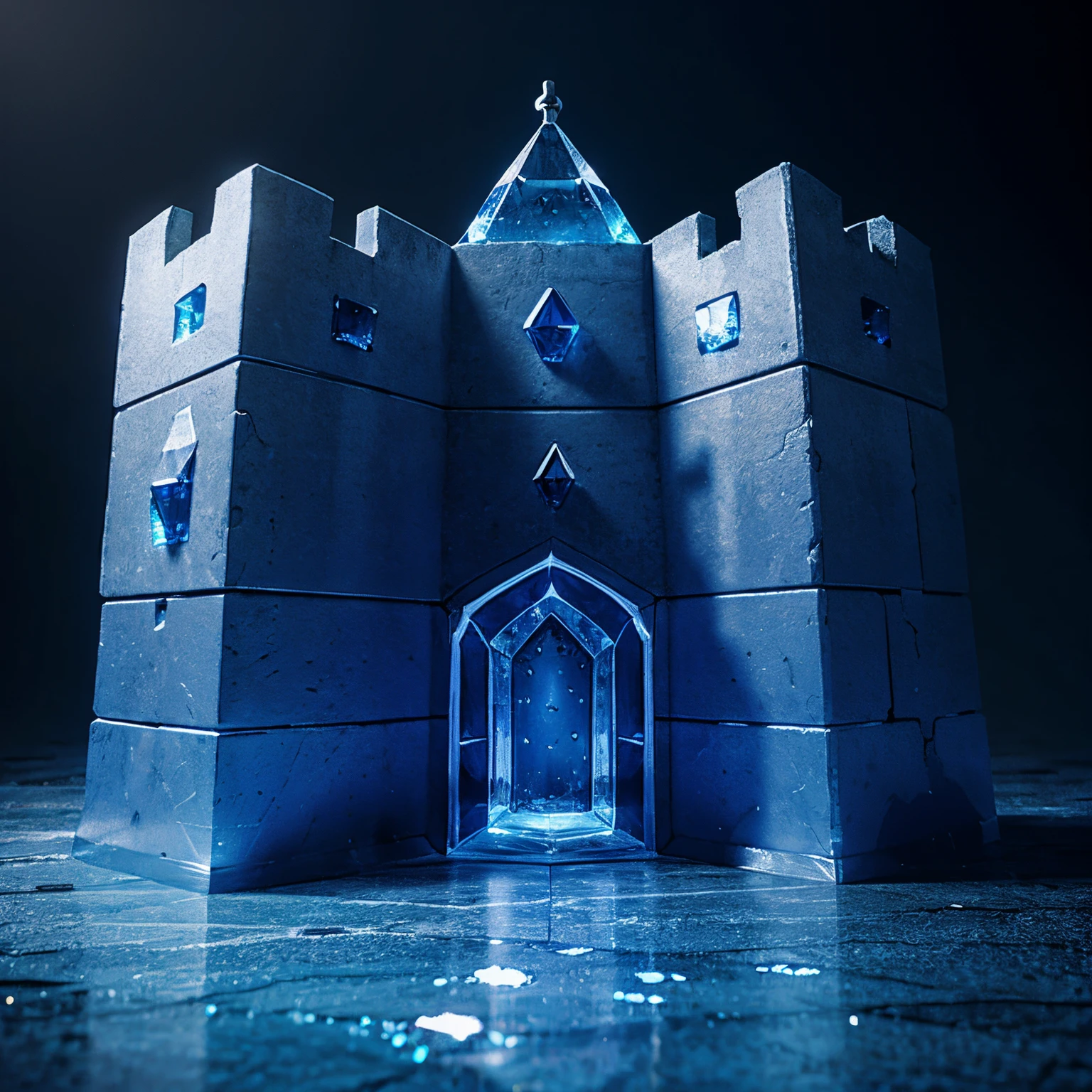 A fortress made out of blue crystal