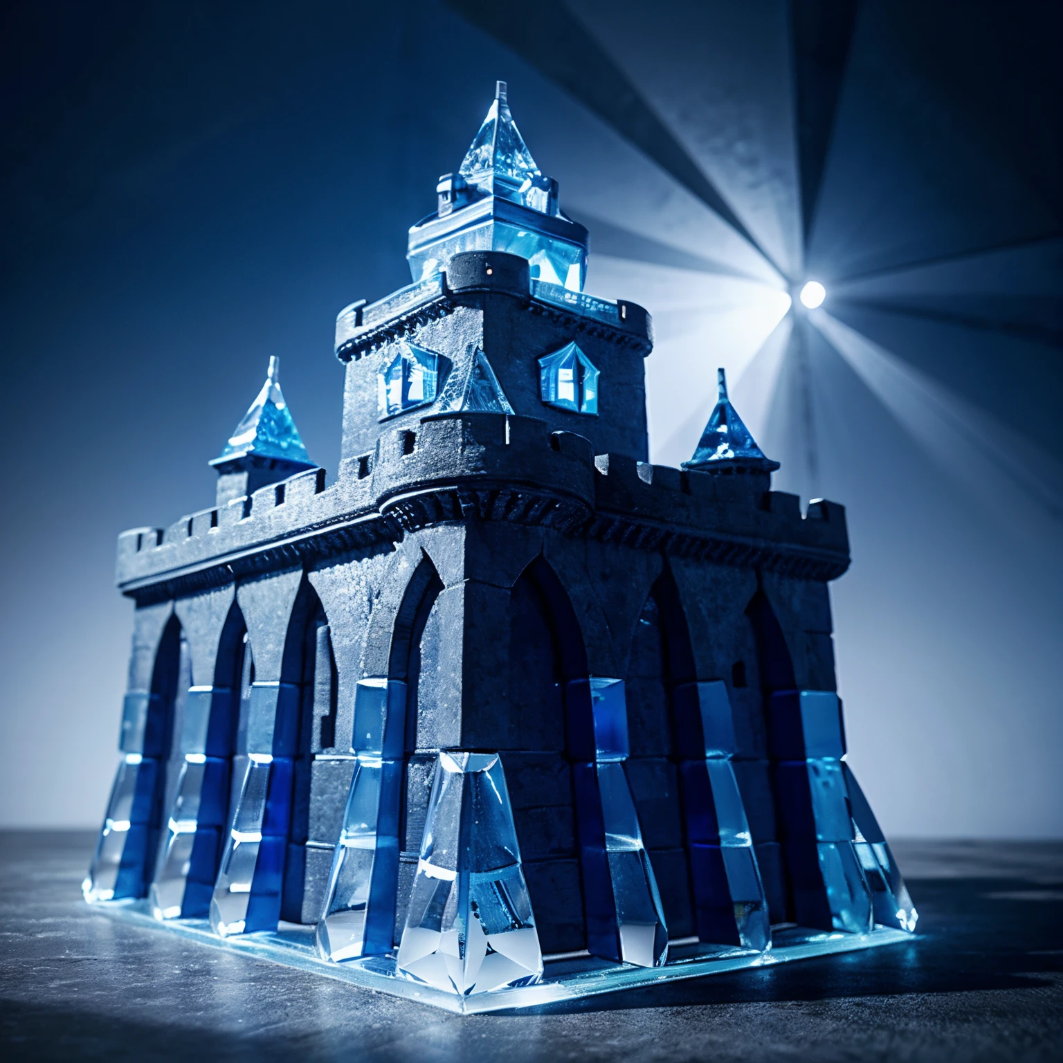 A fortress made out of blue crystal