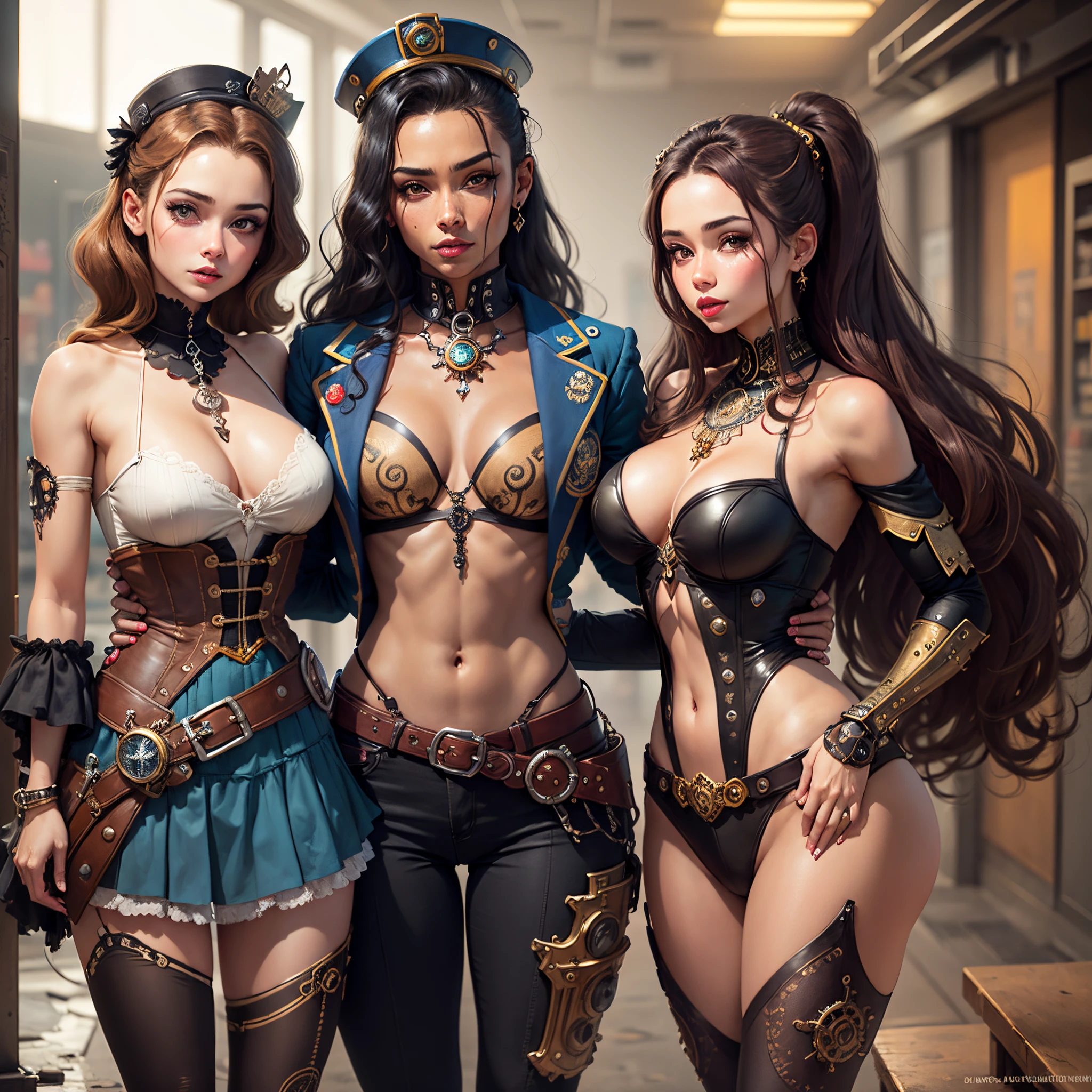 Uma pessoa com a pele esverdeada com um estilo steampunk