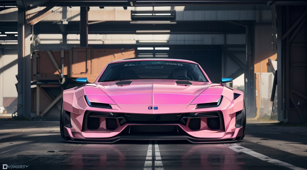 Supercar concept art((pastel pink, Matte black paintwork)), jonsibal design works, hycode cars body kit, creatively inspired by race games like Forza horizon, gran Turismo and Asphalt 9: legends visual aesthetic, trending hodoor, cars coops, moparinsider, and artstation, cgsociety, side angle shot, custom design build, cinematic composition, HDR studio light, sharp details, sleek yet industrial, shipping yard environment, crisp, accurate, meticulous, assaul vehicle, military grade, 3ds max, corona render, sharp, focus, menacing look, large rear spoiler, high performance enhanced exhaust system, ((liberty walk body kit)); photo realistic, insanely detailed, ray tracing, subsurface scattering 8k, ((parked in an abandoned warehouse, derelict and lifeless space)), directional lighting, hazy and atmospheric, ominous, stealth built, highly detailed racing interior,(a collaboration by fictional robotics companies Wallace Corporation, cyberdine systems, RDA and hanka robotics), 8k