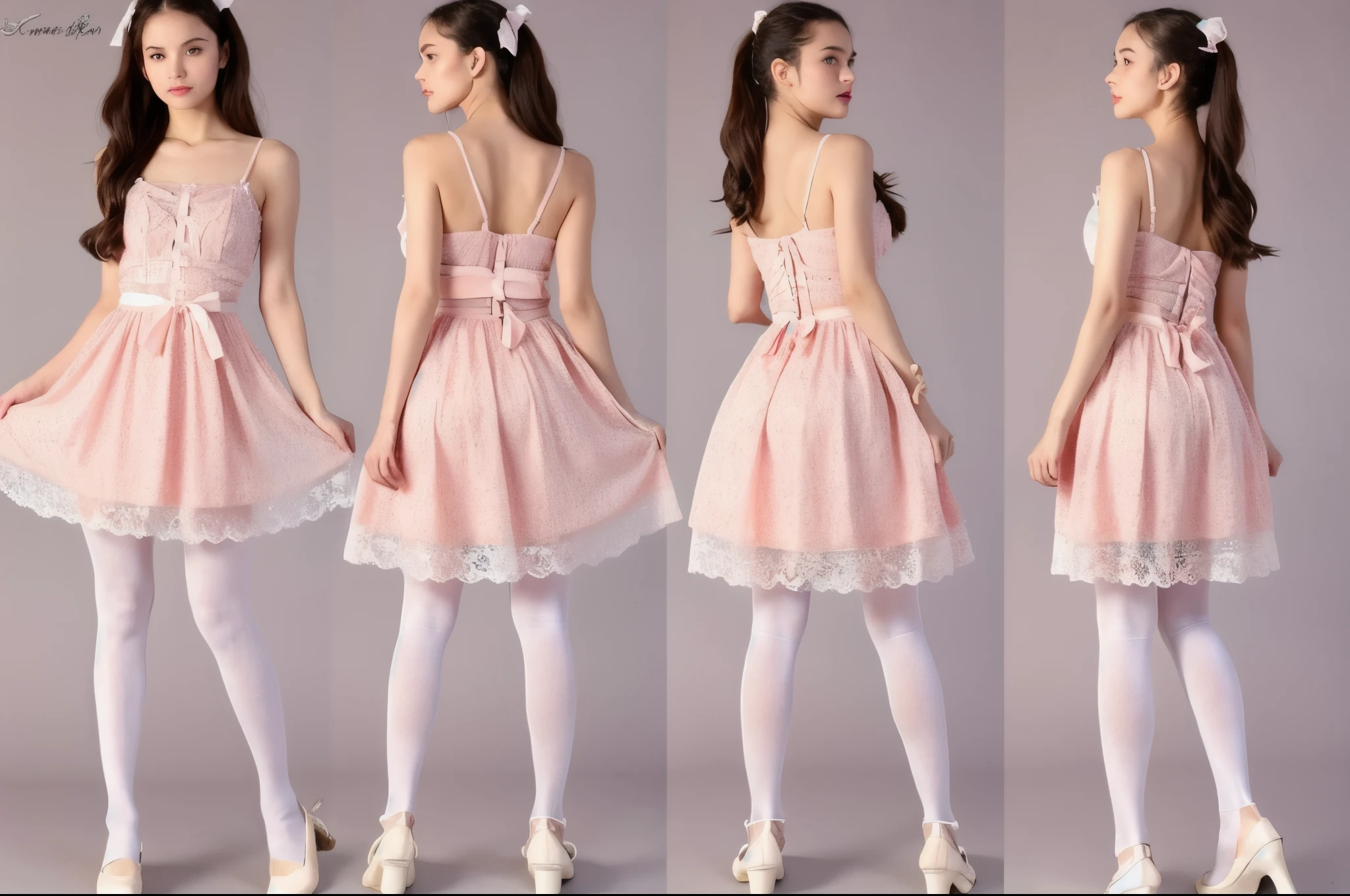 A girl wearing a pink dress　whole body