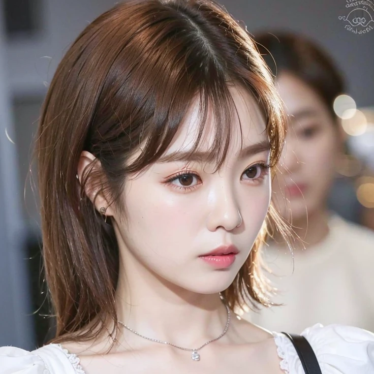 Un primer plano de una mujer con un collar en el cuello, Sun Yunjoo, Kim Doyoung, Lalisa Manobal, Parque Ji-min, Lee Ji-eun, Lee Ji - Eun, Heonhwa Choe, Jinyoung Shin, Jaeyeon Nam, hwang se - on, Lalisa Manoban de Blackpink, Cara delicada y encantadora, brown bangs