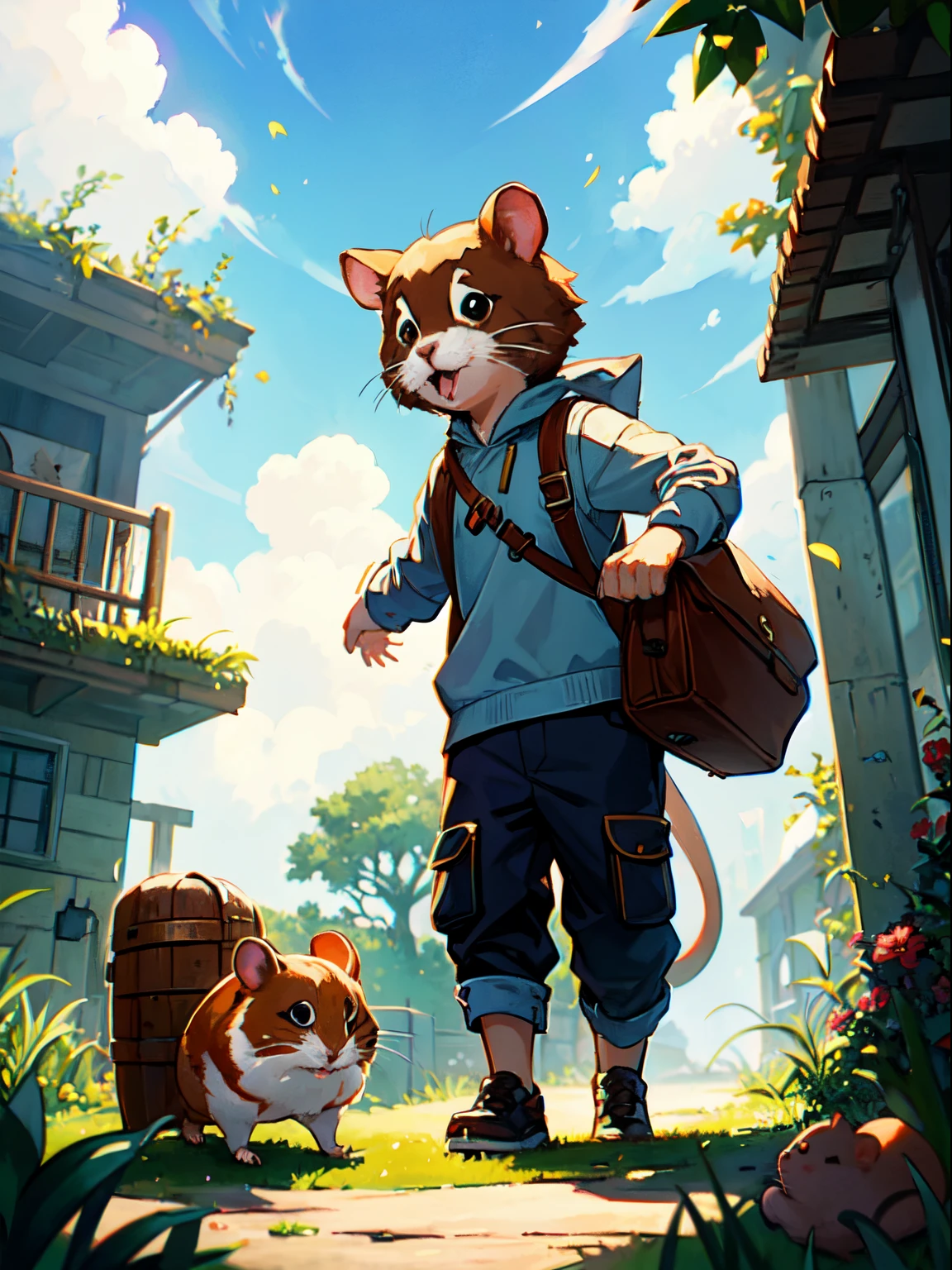 The main character of an adventure story with a hamster as the main character, Hamster Adventurer,