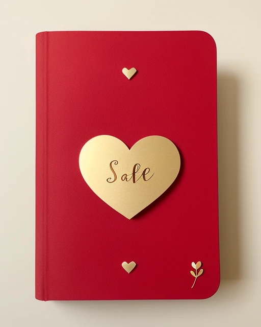 The cover of a minimalist brown romantic book with red details that has the title. 'Safe And Sound" with gold cursive letters and a small heart.