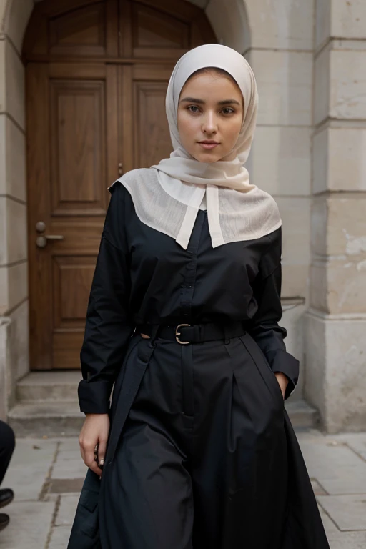 Amina est une jeune femme musulmane voiler élégante et gracieuse, doté d'une beauté classique. Sa peau claire contraste avec la couleur vibrante de ses yeux marron profond. Elle porte toujours un voile délicat qui encadre son visage avec une élégance discrète. Ses vêtements amples et modernes évoquent son style chic, tout en respectant sa volonté de rester fidèle à ses convictions culturelles.