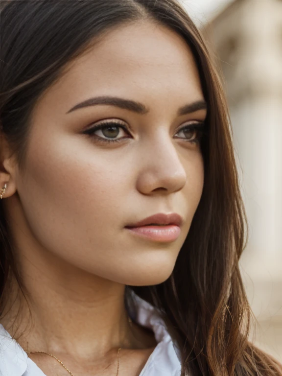 (best quality, ultra-detailed, realistic:1.37), professional, beautiful detailed eyes, beautiful detailed lips, detailed facial features, natural skin tones, perfect skin texture, delicate facial expressions, image in high resolution, (Janette), 18yo, (a proud Afrikaner girl), stands in front of a historical landmark that represents Afrikaner culture and heritage. Her attire pays homage to her cultural roots, showcasing a modern interpretation of traditional Afrikaner clothing. The high-resolution image captures the intricate details of Janette's eyes, lips, and facial features, emphasizing her connection to her cultural heritage and identity.