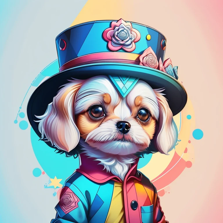 ) ((((cute little dog with hat) ((Mikey)) - Criador: Walt Disney2023) ), ,, ( Walt Disney acolchoamento ,multidimensional geometric wall PORTRAIT, arte, Chibi,
Yang08k, lindo, Colouring,Rose
Primary works, qualidade superior, melhor qualidade, Arte Oficial, Beautiful and Aesthetic,)) ), ,,  Walt Disney acolchoamento ,multidimensional geometric wall PORTRAIT, arte, Chibi,
Yang08k, lindo, (Colouring, rosa), amarelo ,azul ,vermelho e branco)
Primary works, qualidade superior, melhor qualidade, Arte Oficial, Beautiful and Aesthetic,