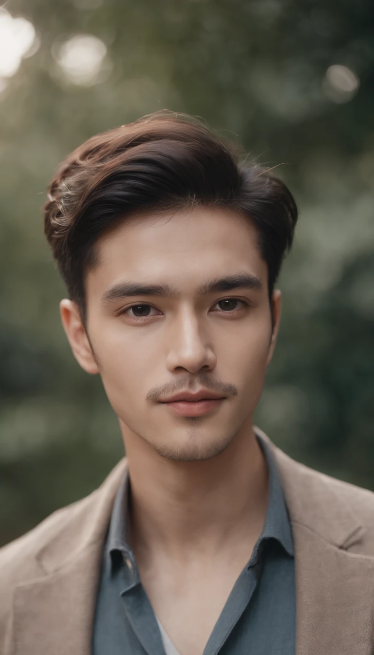 25 year old male Instagram influencer, small beard, Perfect Lighting, deepshadow, Best Quality, masutepiece, 超A high resolution, Photorealistic, Thin body type, Small oval face, messy black hair, Light brown skin