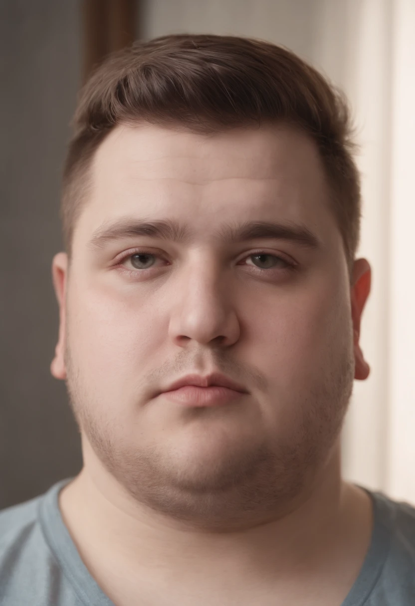 1man, Age 20 years, 8K UHD, Digital SLR, grain of film, Photorealistic painting, in the livingroom, ((Self-portrait of the front face)), ((Fat face, fat man)), ((side pipe haircut)), 24 mm, (((foco nítido:1.5))), (((Sharpening depth:1.5))), (Photorealista:1.5), (Skin texture:1.38), cinematic, Hiperde Tarhad,