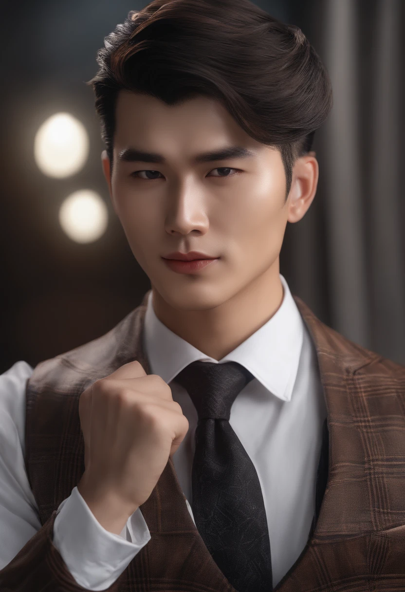 there is a man wearing a vest and tie with a red tie, hong june hyung, hyung tae, inspired by Joong Keun Lee, with sunglass, looking heckin cool and stylish, hyung tae kim, in style of kar wai wong, taejune kim, ryan jia, inspired by Xia Yong, in style of lam manh, in suit with black glasses