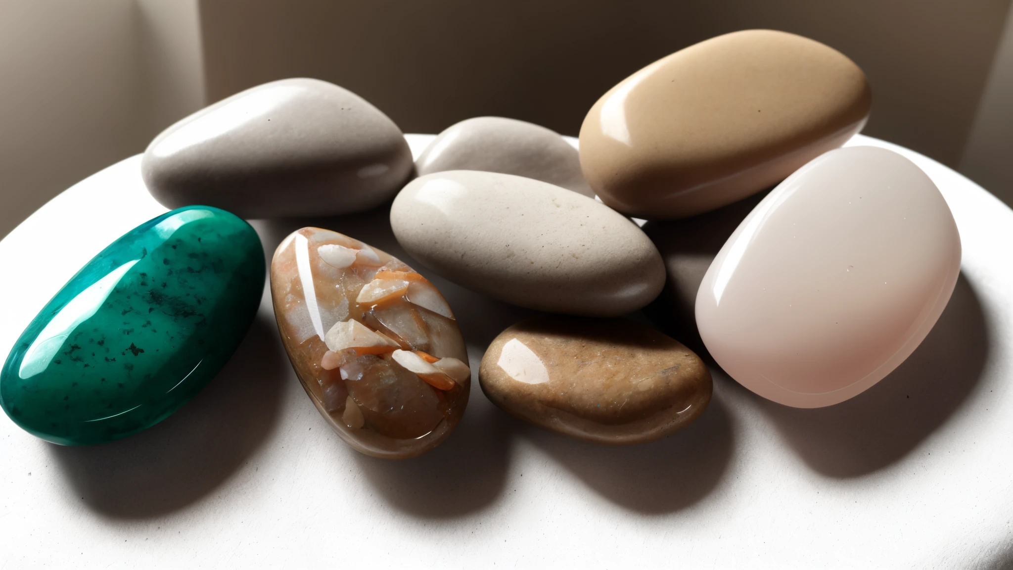 Aquele que estava sentado no trono brilhava como pedras preciosas, such as jasper and sardonyx. A rainbow, com brilho semelhante ao da esmeralda, circundava seu trono.