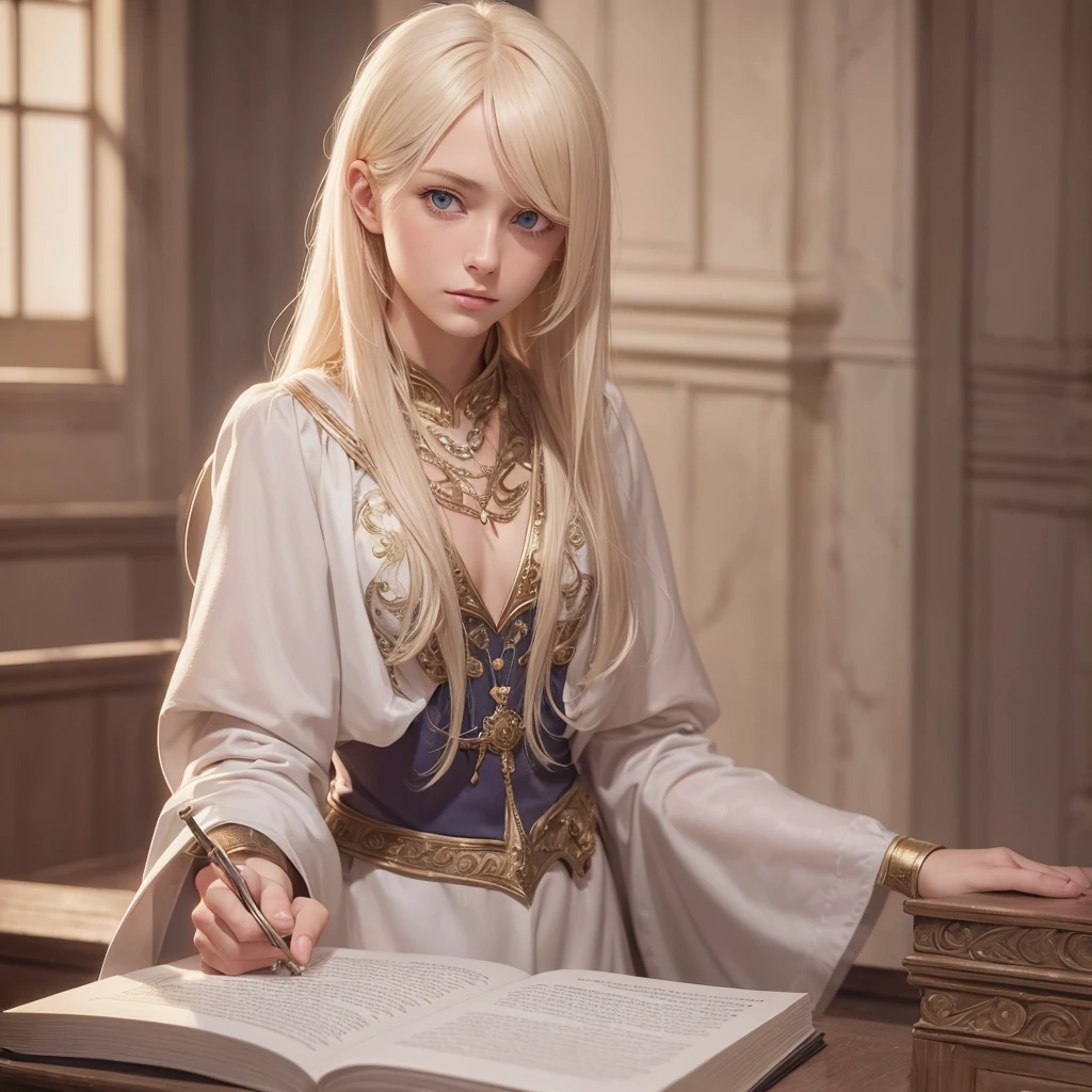 Noble blonde Swedish European twenty years old female adult, mage apprentice, fully naked, ((nude)), fair but not beautiful, clean, weak, determined, confident, bratty in a magic academy, frail, proud