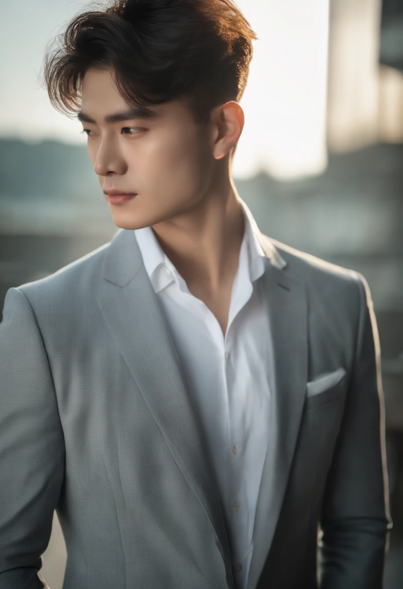 best qualtiy, tmasterpiece, 超A high resolution, (hentail realism: 1.4), OriginalPhoto, wall-paper, headshot photo, skin, simple background, black eyes, detaileds, Automatic fire, 1 male, 26 years old, Beautiful fece, light wind, Sunlight, Duan、1 bedroom、Incredibly handsome man、Mignon、Central Department、Johnny、Face like Ryo Yoshizawa 、Refreshing、eyebrows are not too thick、Orthodox Christianity、cold face、musculature, k pop , Korean, Museum, Hotel, Bolides