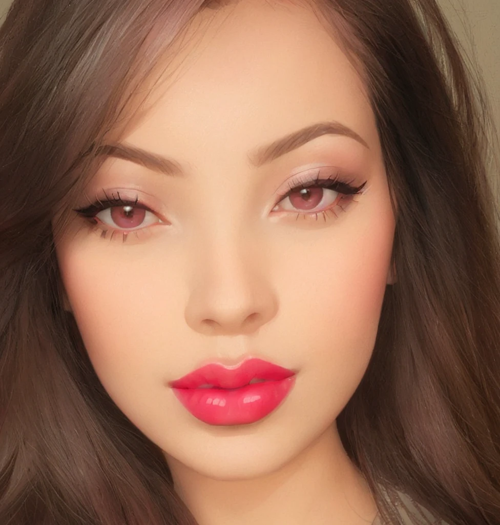 a close up of a woman with long hair and a pink lipstick, light-red lips, inspired by Ksenia Milicevic, pink lips, thick red lips, red lipstick on face, large full lips, portrait sophie mudd, faint red lips, lips wide parted, pink lipstick, full lips, close up face, stunning closeupheadshot