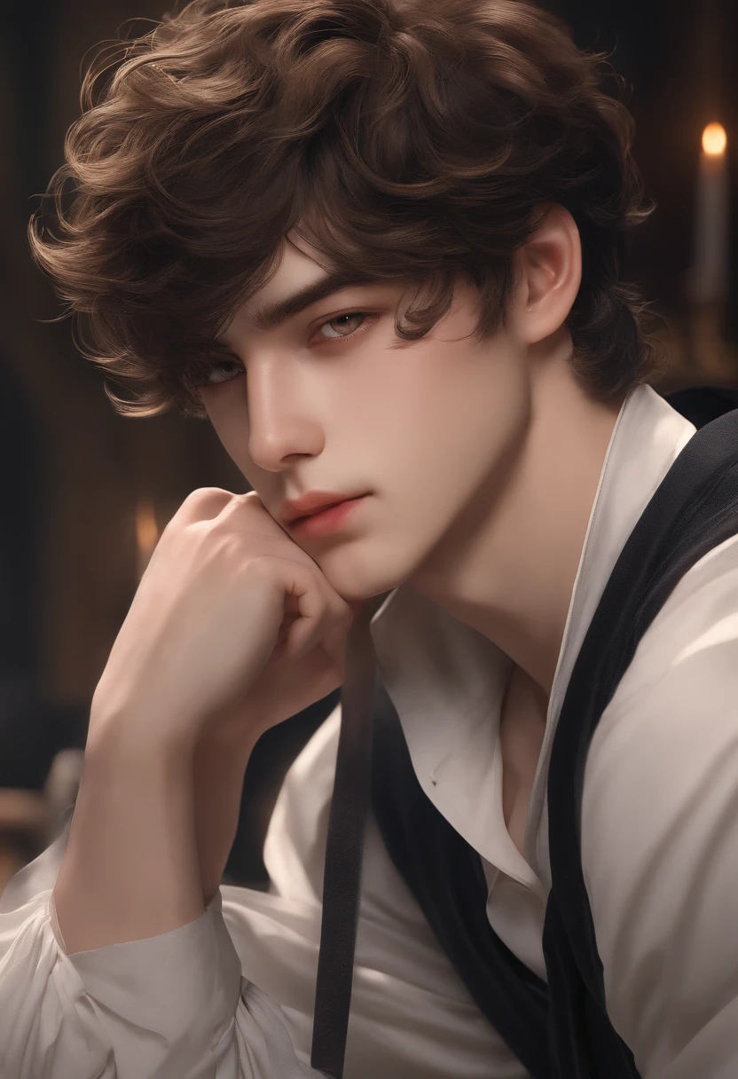 (High resolution, super detailed, masterpiece), 1boy, beautiful boy, handsome beauty, delicate facial features, eighteen years , fine eye and face portrayal, rich details, upper body, portrait, 8k