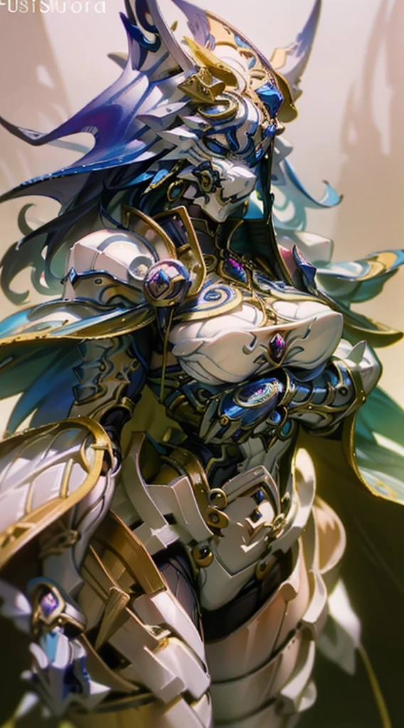 masutepiece, Best Quality, hight resolution, Women with outstanding style, wildly blue colored long curly hair,large full breasts, fantasia sombria, armadura de cor azul, standing up, um fundo de masmorra medieval de fantasia escura, (High color saturation:1.0), (highlydetailed skin), (ultra-detailliert:1.0),
