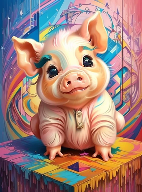 (cute baby pig),(melhor pose),(best angle), (better expression), Eduardo Kobra acolchoamento ,multidimensional geometric wall PORTRAIT, arte, Chibi,
Yang08k, lindo, Colouring,
Primary works, qualidade superior, melhor qualidade, Arte Oficial, Beautiful and Aesthetic, pelos coloridos,