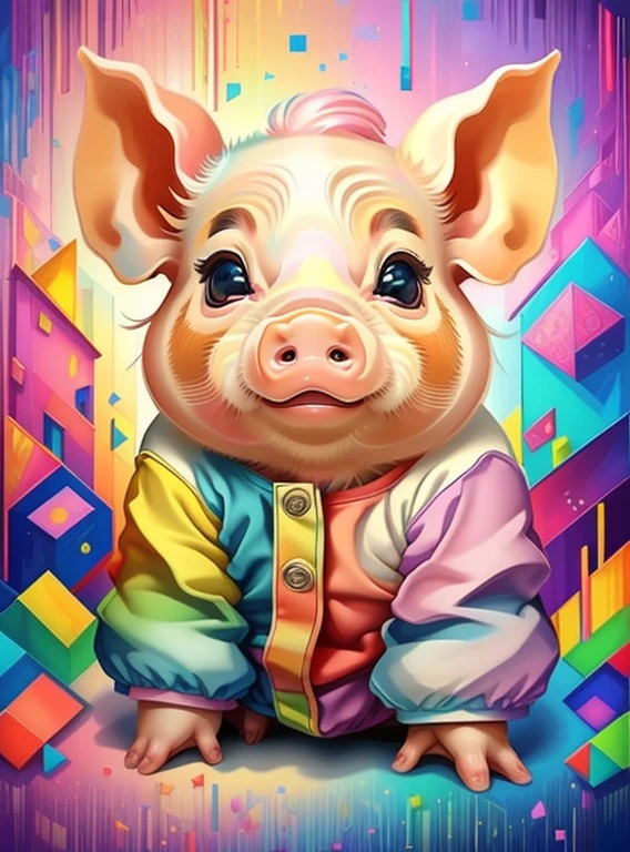 (cute baby pig),(melhor pose),(best angle), (better expression), Eduardo Kobra acolchoamento ,multidimensional geometric wall PORTRAIT, arte, Chibi,
Yang08k, lindo, Colouring,
Primary works, qualidade superior, melhor qualidade, Arte Oficial, Beautiful and Aesthetic, pelos coloridos,
