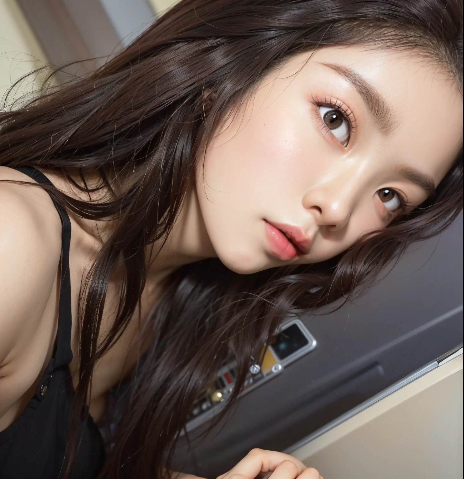 Un primer plano de una mujer con el pelo largo y rojo posando para una foto, Hermosa mujer surcoreana, Hermosa joven coreana, Hermosa joven coreana, maquillaje popular de Corea del Sur, maquillaje coreano popular, Chica coreana, Joven y adorable rostro coreano, ulzzang, Wan adorable cara coreana, she has long orange brown hair, Mujer coreana, Blackpink Jennie, Heonhwa Choe