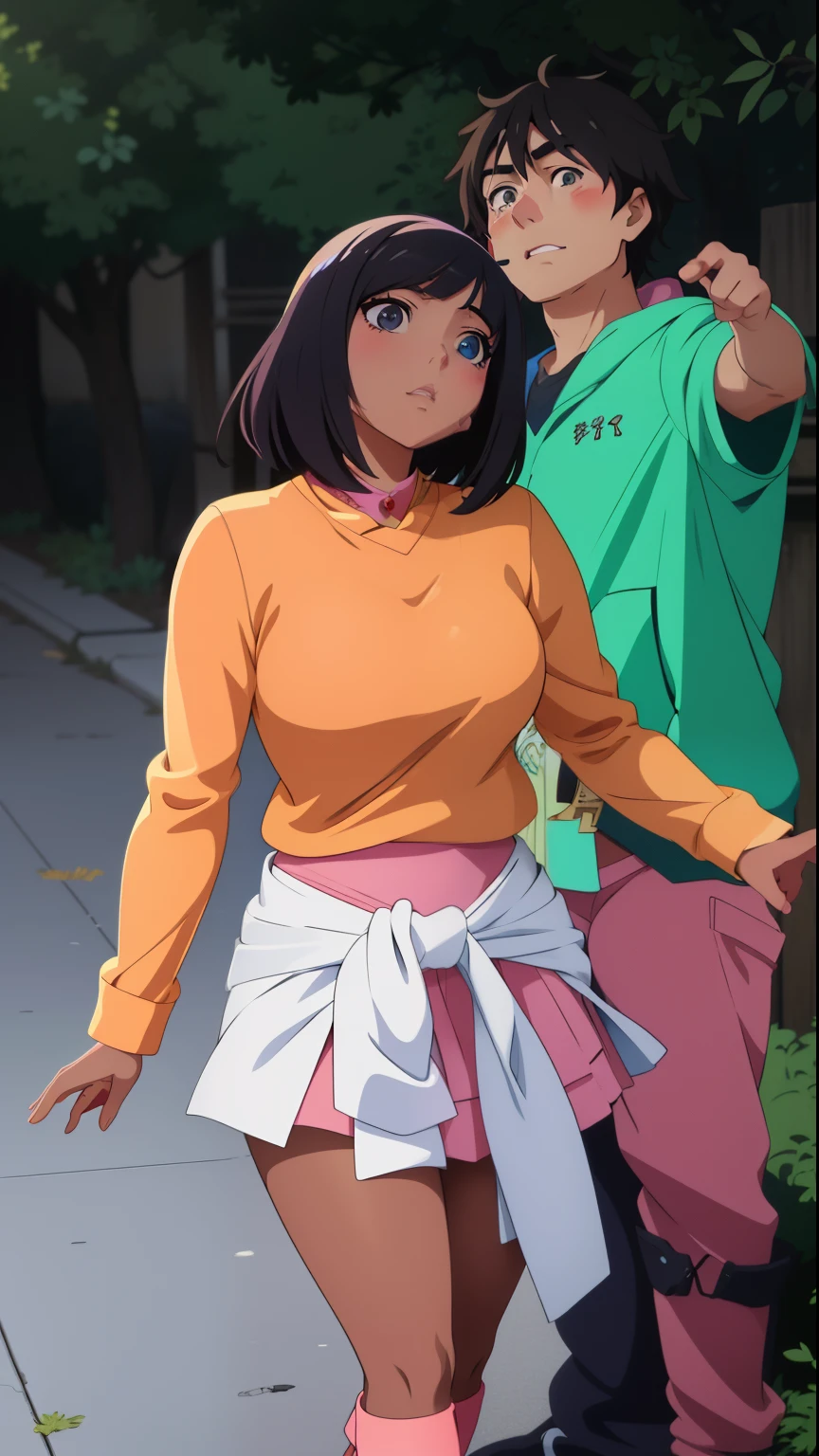 Photo of a mature malay female teacher with saggy breast breasts (((bending over))) inside (public bus), (((surrounded by many men)),40yo,busty body, short body, (((tanned skin))), dimples, light, detailed face, panic face, ((looking panic )), ((panic eyes)), (concerned), ((look around)), Perfect breasts, big breast, natural breasts, G cup, (((brown hijab))), (((glasses))), (sweat), (((open shirt))), (((floral cotton bra))), (((pulled down brown trouser))), (((floral cotton panties))), ((holding bag))
