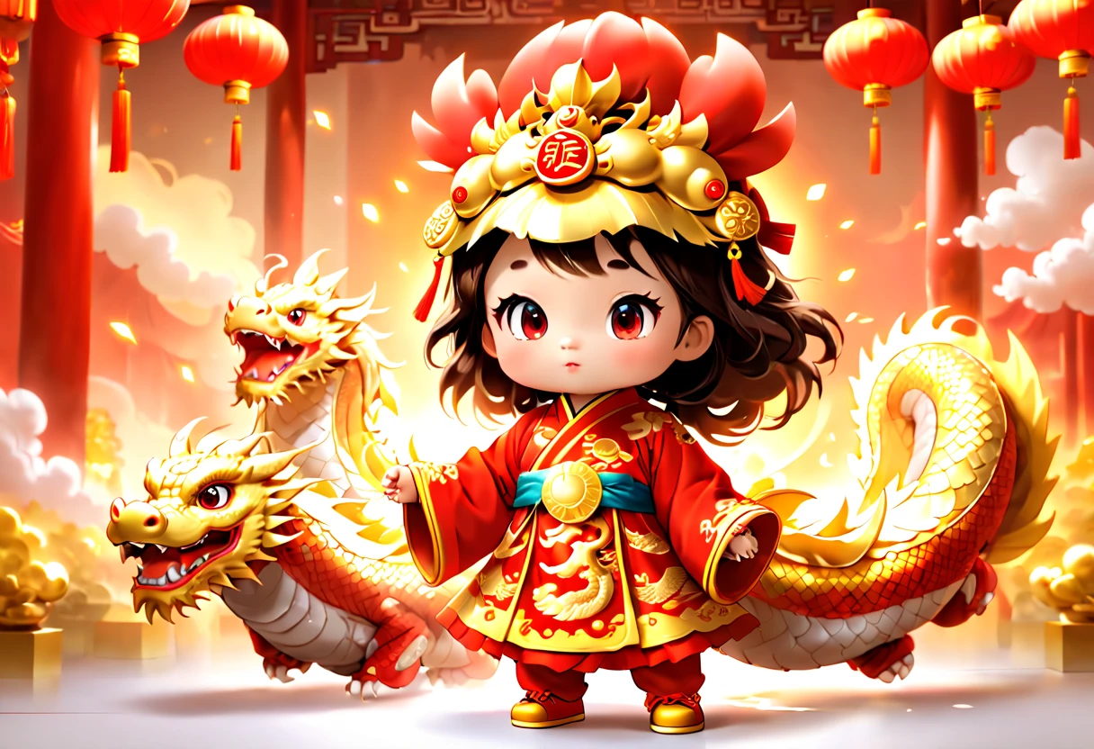 Game character design,3D character rendering,(((Vector illustration style))),((1 girl,The image of the God of Wealth baby can be designed as a child wearing a gorgeous Chinese red costume,Gold cloud and dragon patterns can be embroidered on clothes,Shows the meaning of wealth and prosperity)),((lack of expressiveness:The God of Wealth baby has a kind and confident expression,The eyes are full of wisdom,the corners of your mouth rise slightly,It gives a sense of peace of mind)),((Let's go:Baby God of Wealth holds an ingot of gold ingot in hand,Symbolizes good luck),((The God of Wealth’s hair can be designed into a red official hat,A ruby can be set in the hat,Demonstrate authority and dignity)), (((Stood up,Chinese Xiangyun cloth shoes: 1.8, Glowing lines or orange LED light effect))), (Full body photo: 1.5), ((Chinese element background,Auspicious cloud background)), (Perspectives, first person perspective, Ghibli-style colors, Luminism, 电影灯光, hyper HD, tmasterpiece, acurate, Anatomically correct, ctextured skin, super detailing, high detal, high qulity, Award-Awarded, Best quality at best, 16k), Pop Mart blind box, 3 Rendering,