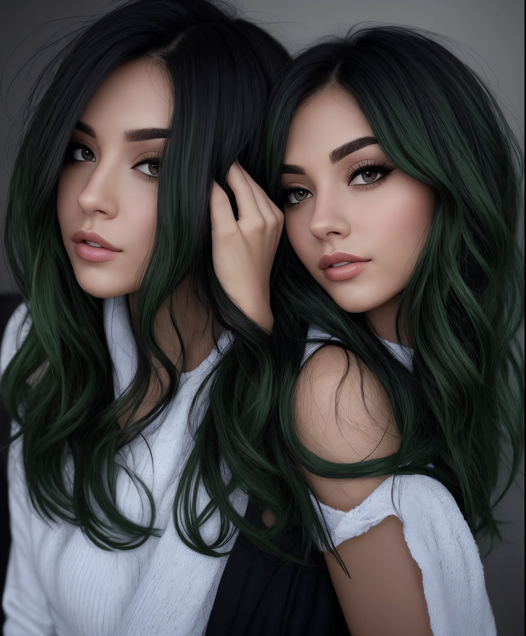 I want a woman who looks real, que tenha cabelos escuros e cacheados, olhos verdes e pele escura