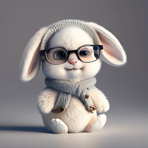 gray rabbit wearing glasses