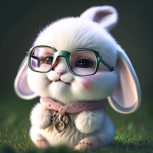 gray rabbit wearing glasses