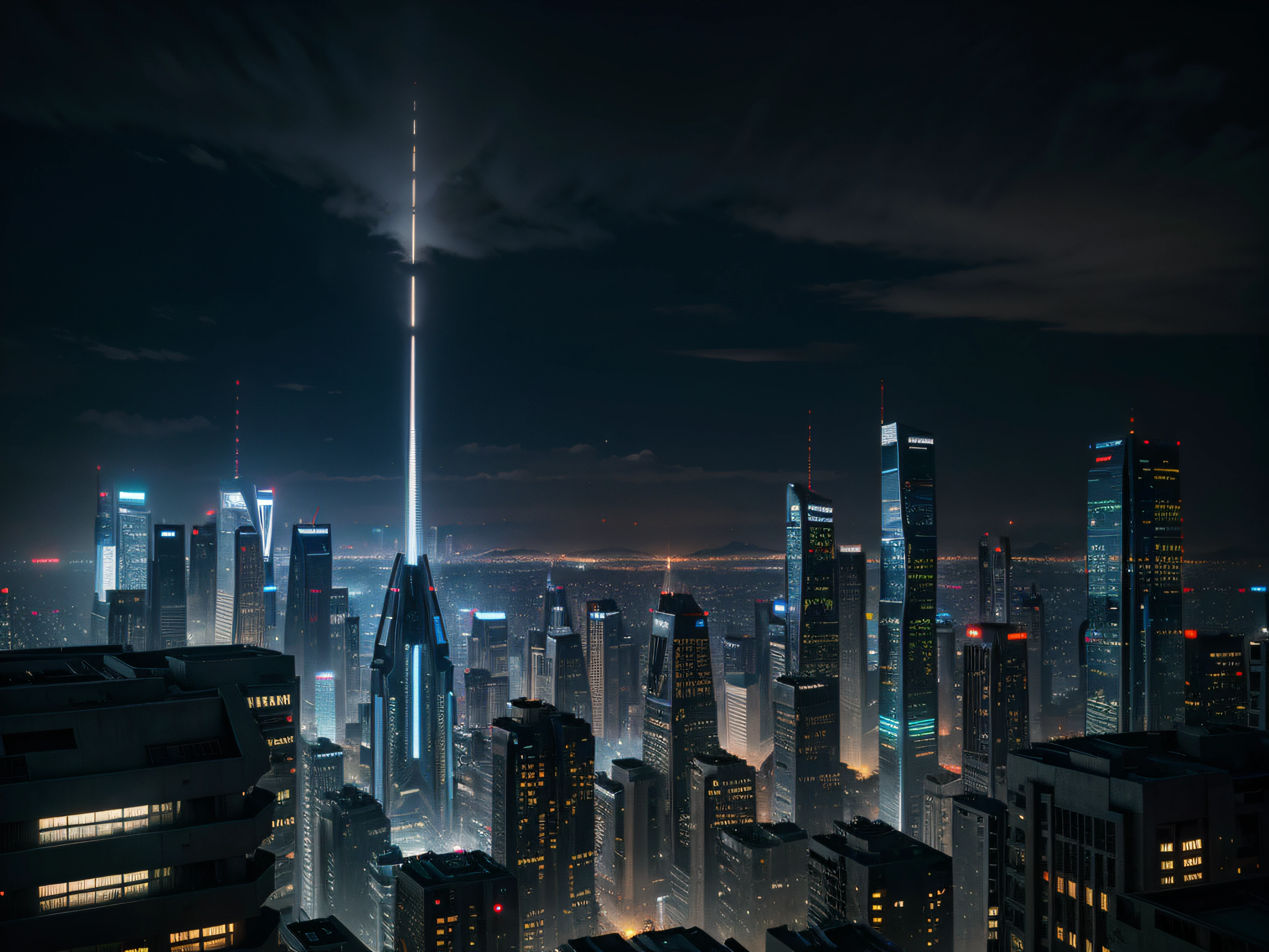 blade runner, futuristic, cyberpunk, city, mountains, scenic, impressive, advanced, buildings, technology, high quality photography,