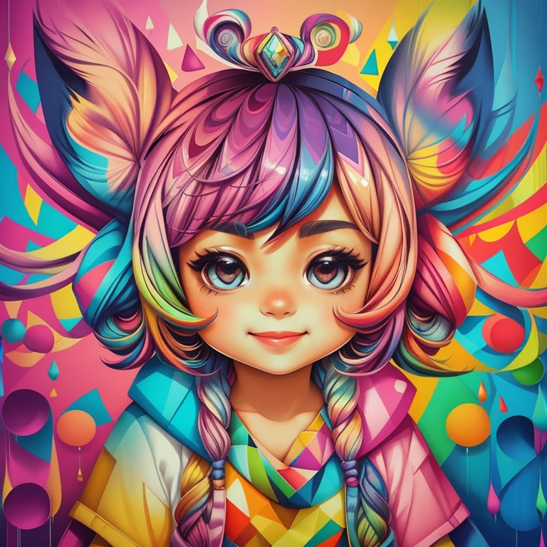 (Lulu of Pumerania ),(happy)),(2ear)), Eduardo Kobra padding ,wall PORTRAIT geometric multidimensional, art, chibi,
yang08k, beautiful, colorful,
masterpieces, top quality, best quality, official art, beautiful and aesthetic,