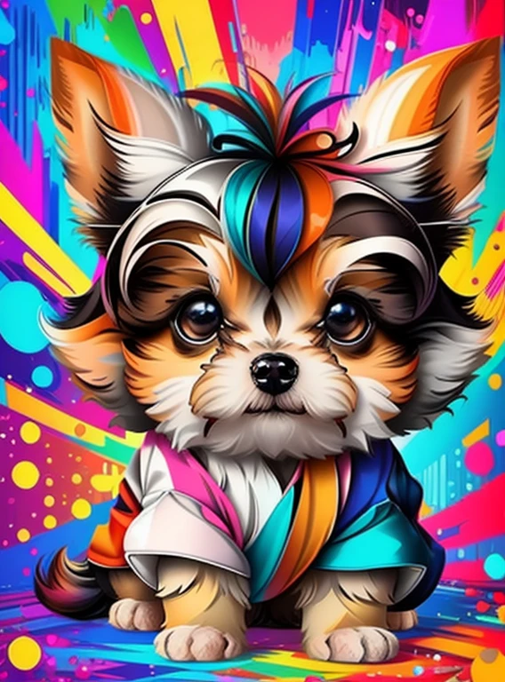 (cute baby yorkshire),(melhor pose),(best angle), (better expression), Eduardo Kobra acolchoamento ,multidimensional geometric wall PORTRAIT, arte, Chibi,
Yang08k, lindo, Colouring,
Primary works, qualidade superior, melhor qualidade, Arte Oficial, Beautiful and Aesthetic, pelos coloridos,