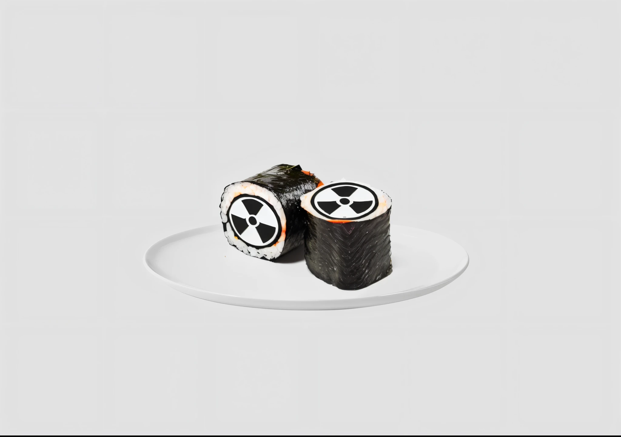 There is a plate,There's a piece of sushi on it, post-nuclear era, Nuke, Nuclear fungi, sushi, nuclear, After nuclear radiation, nuclear waste, nuclear fashion, radioactive, nuclear fallout, Radioactive wasteland, nuclear mushroom, Large tube wood peach style, toxic, radiating, irradiated humans, yoshiku, wholesome, poisonous, nuclear wasteland