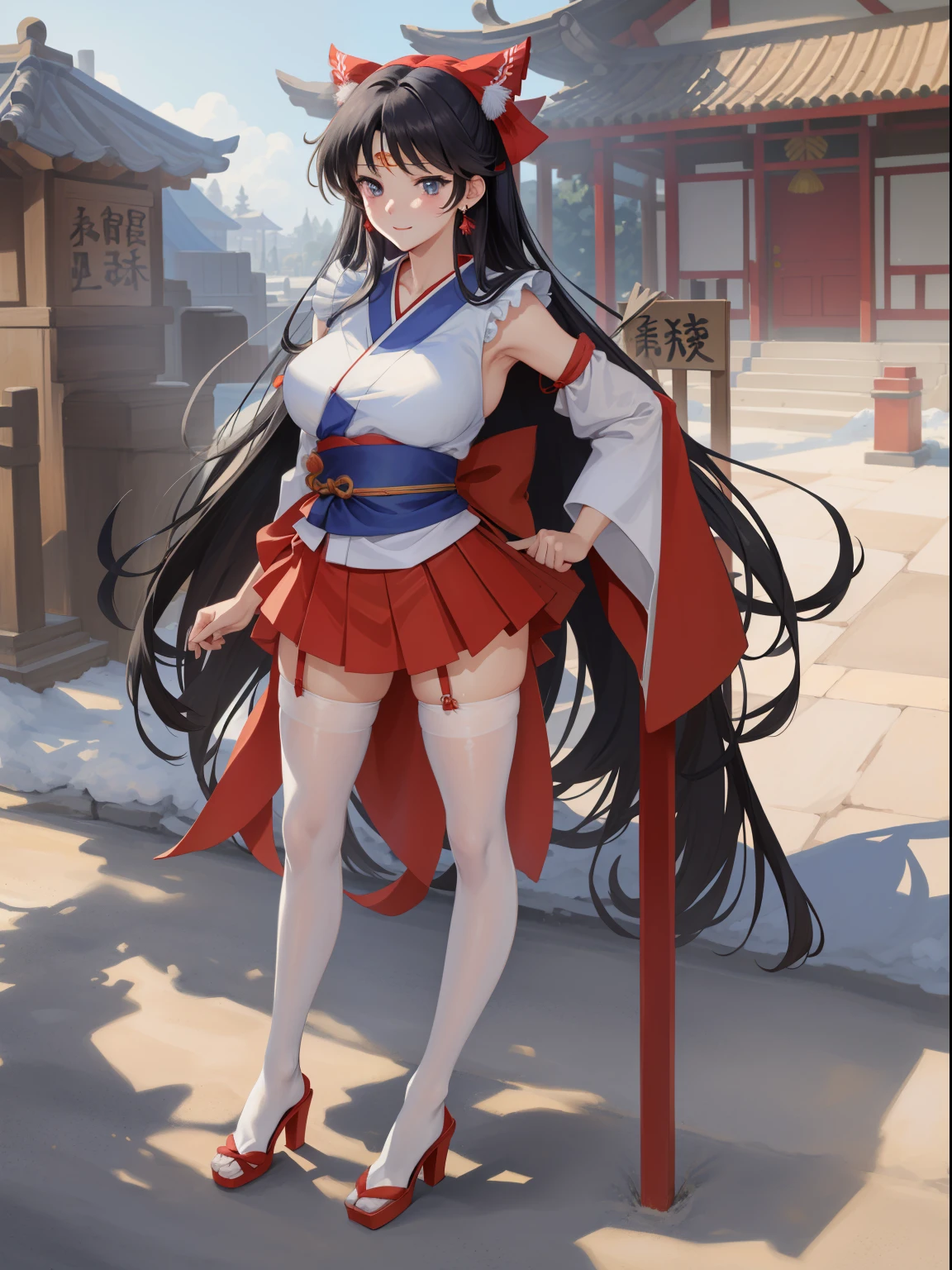 ​masterpiece, top-quality, absurderes, perfect anatomia, 1girl in, 独奏, Sailor Mars, Very long hair, partedbangs, poneyTail、((shrine maiden clothe))、((Kimono))、((a miniskirt)) cowboy  shot, A smile、((pantyhose))、(high-heels)、(golden cage)、、Acme face，panting，AHE Face　Bold legs open，Normal bit，Soft thighs，large full breasts，，vaginal，Female genitals，insertion，SEX，ssex，have sex，Intense Sex，Insert vigorously，Sperm，large amount of sperm、femaleejaculation、cum shots　On roof tiles、nigh sky