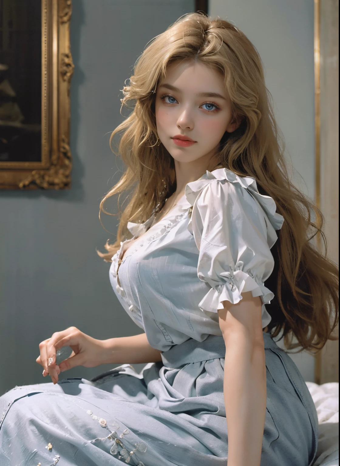 Lolita style,Elegance,Clean indoor environment,The background color is white,elegant aristocratic girl,((tmasterpiece)),high high quality,ultra - detailed,combed blonde hair+white apparel:1.2,sweet and delicate girl,exquisite facial features,perfect body figure,There are bubbles around,The colors are bright and bright,pearl white background,Romantic long hair,Natural soft light,warm and sweet,blue color eyes,Gorgeous hair decoration。Delicate skin texture,True humans,Relaxed state,Solid color skirt,((tmasterpiece)),high high quality,ultra - detailed,,bjd,Lolita prostitute,exquisite facial features,face adorned with pearls,There are bubbles around,The colors are bright and bright,Romantic long hair,Natural soft light,warm and sweet,with brown eye,Gorgeous hair decoration,