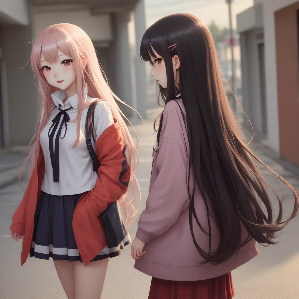 (From the side), whole body, two beautiful girls 18 years old, (lily), (doggystyle, Are standing, sex from behind), (vapor:1.3), school uniform, checked skirt, classroom, high school, (Khaki Cardigan), (smile, smile), window, at dusk, (masterpiece, highest quality, High resolution:1.3), perfect anatomy