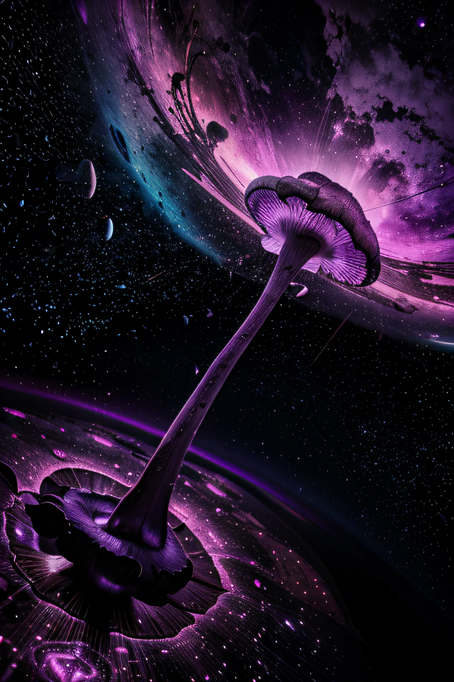Abstract Purple Mushroom Space Nebula