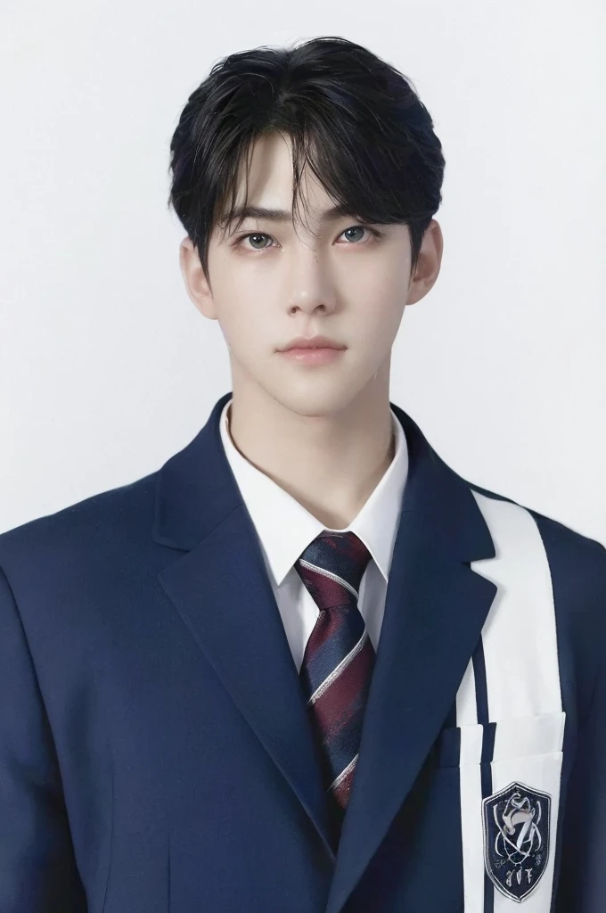 (best quality,4k,8k,highres,masterpiece:1.2),ultra-detailed,(realistic,photorealistic,photo-realistic:1.37),handsome detailed eyes,handsome detailed lips,extremely detailed eyes and face,longeyelashes,black hair,glossy lips,fair complexion,stunning appearance, casual outfit,confident expression,focused eyes,studio lighting,portrait,soft color palette,warm tones,subtle highlights and shadows,bright ambiance,oh sehun