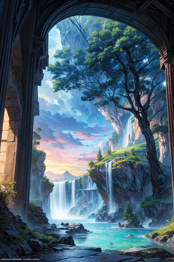 La mejor calidad, Obra maestra, Beautiful wild and natural fantasy landscape with bright lights