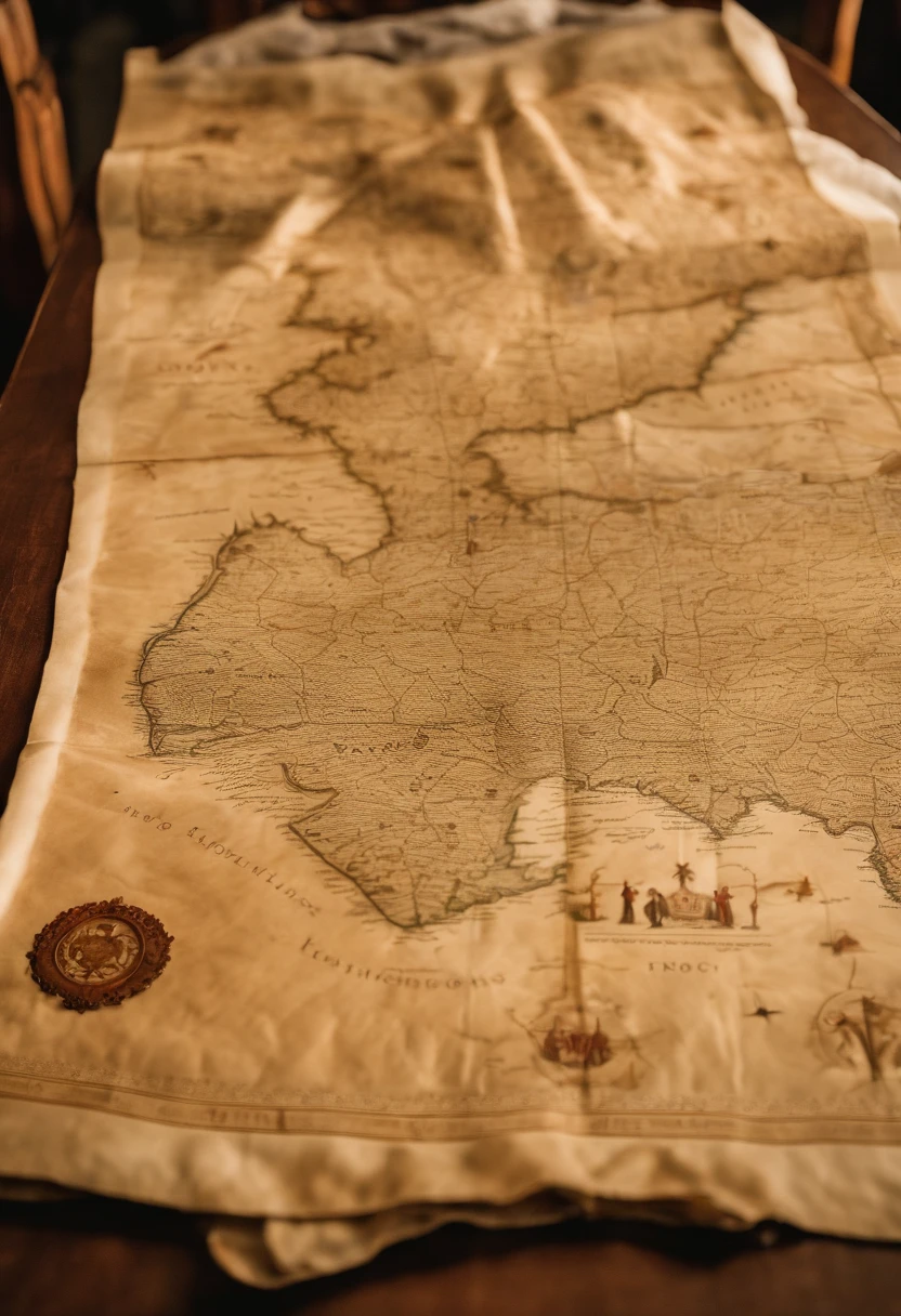 A photo of a parchment with a detailed map of the Seven Kingdoms spread out on a table,HBO's Game of Thrones,Varys is a heavier set bald man, who wears fine embroidered robes, famously portrayed by Conleth Hill, male