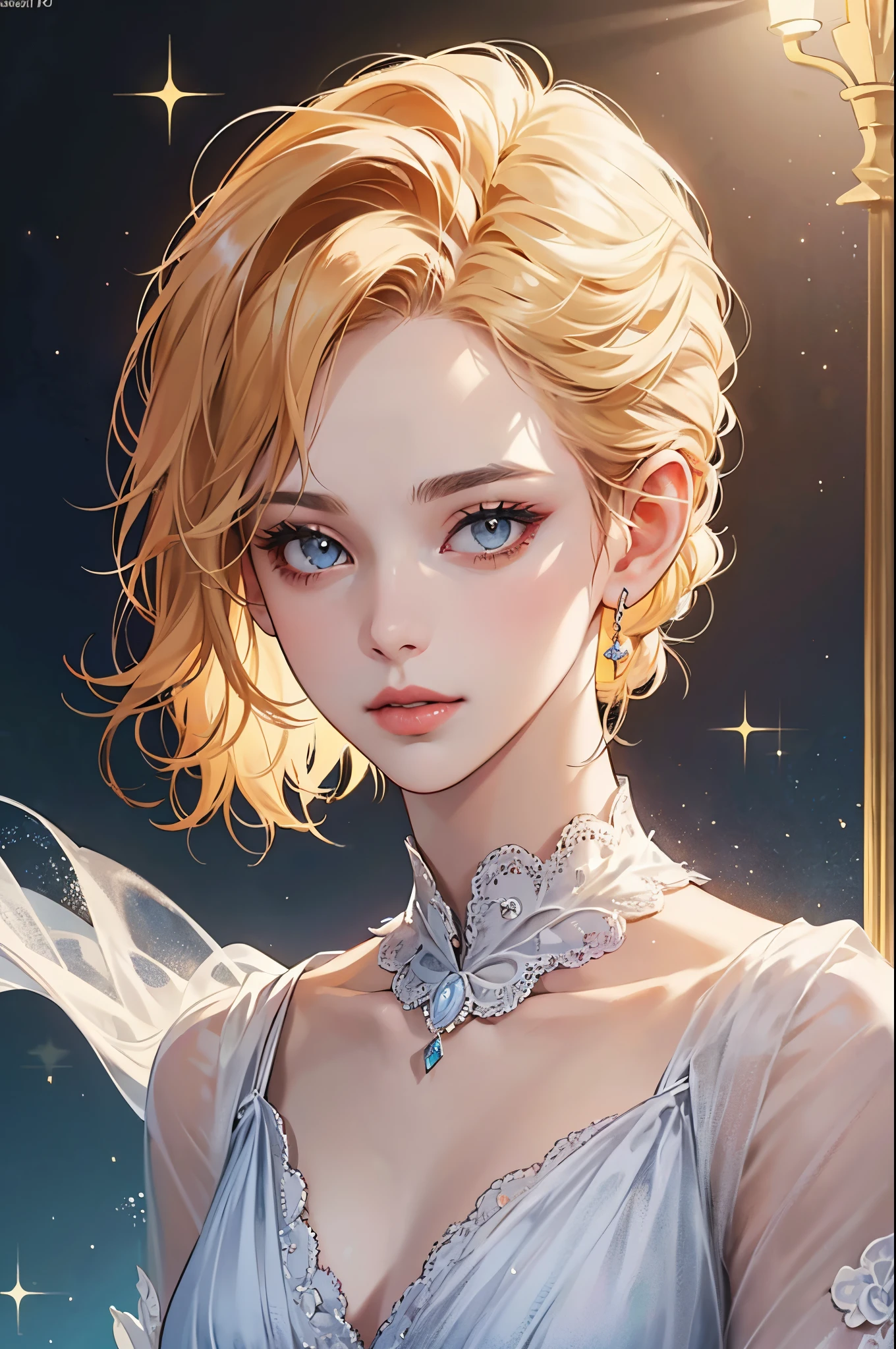 (detailed lips), (realistically:1.37), (Vibrant colors), (Studio lighting), (Focus sharp), (HighDynamicRange), (bokeh), (to contrast), (k hd:1.2),  (Elegant hairstyle), (gracefulness), (youthful), (Luxurious and refined accessories), (sparkle eyes), (Radiant), (serene), (glowing), (like a dream), (dynamic), (gorgeous one), (sensitive), (drastic), (Complex), (everlasting), (very beautiful clothes，Delicate floral lace embroidery), (mistic), (Ethereal), (mistic), (flawless perfection), (Interesting), (unique), (tmasterpiece), (A high resolution), (Best quality, 4K, 8K), Alone, 18yo Girl.