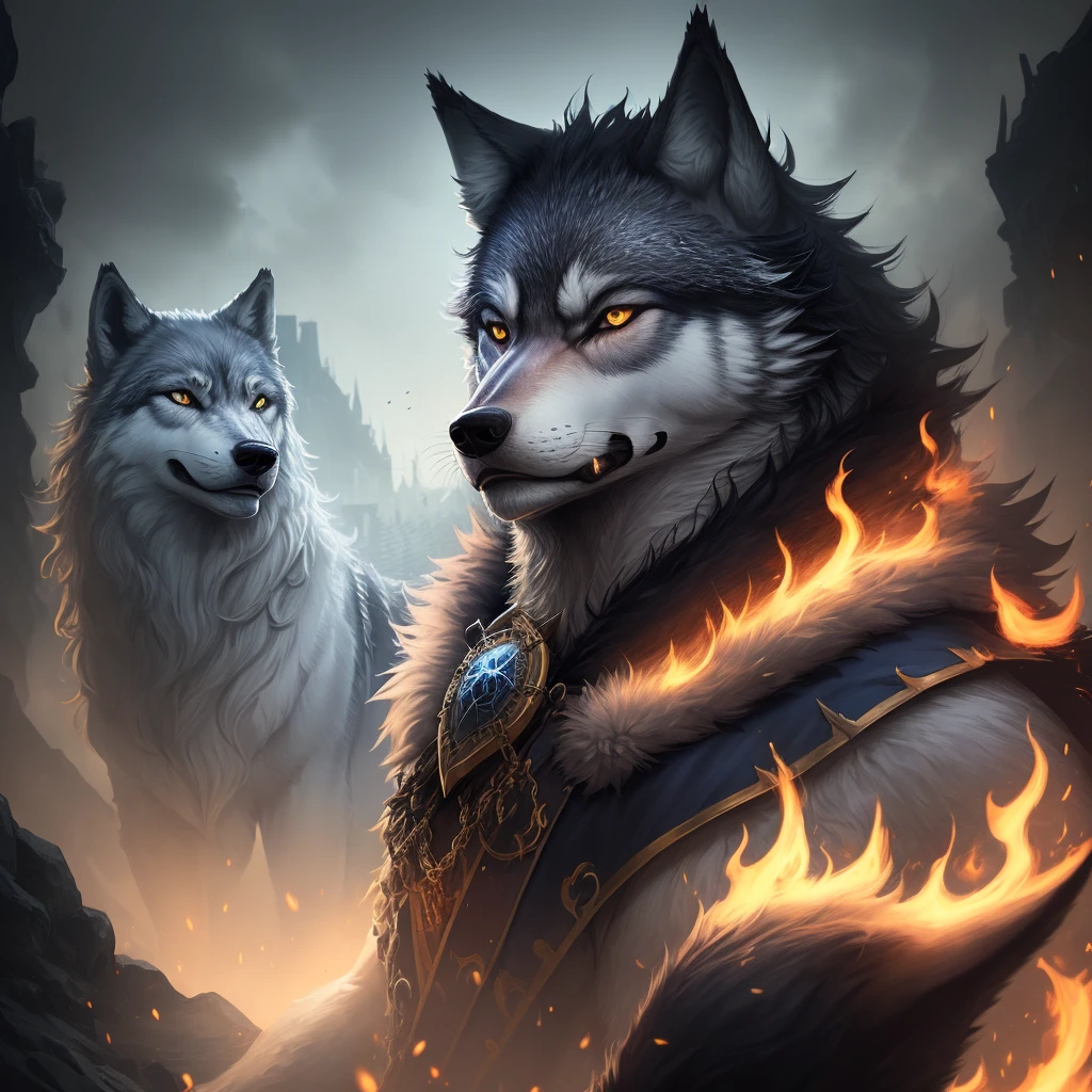 Dark fantasy wolf king