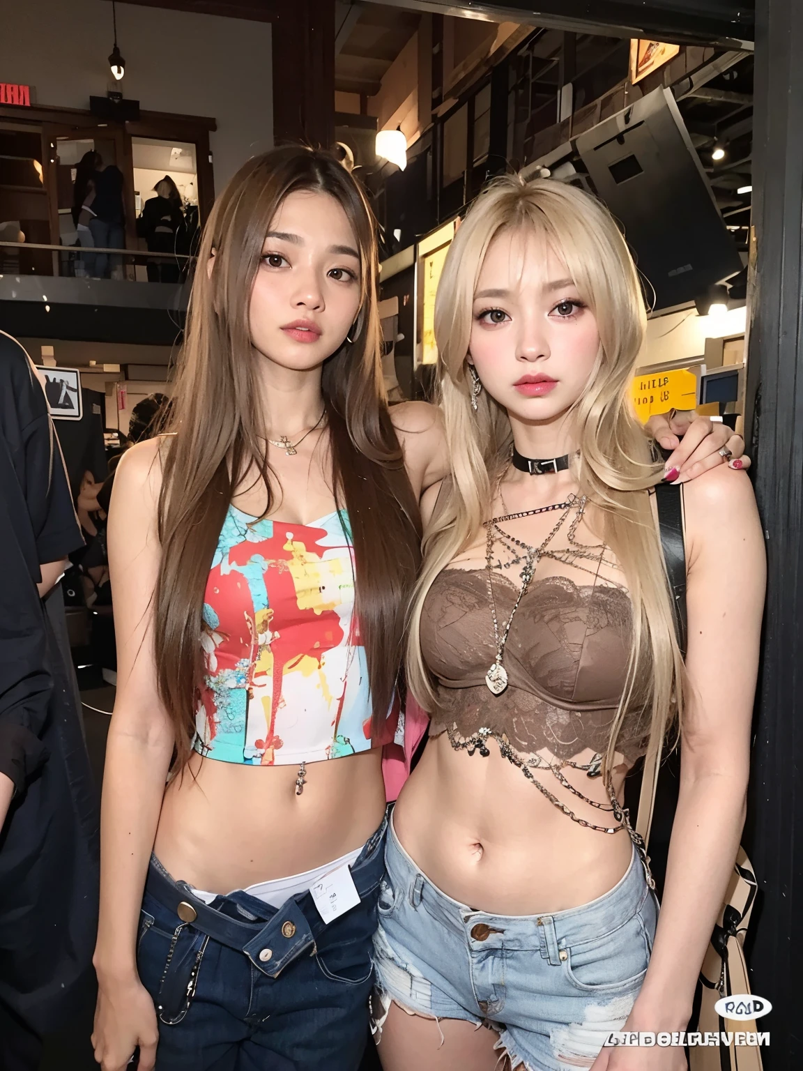 two women standing next to each other in a room, Parque Roseanne do Blackpink, Nixeu e Sakimichan, 2 0 2 0 moda, jossi do rosa preto, pixivs e junji ito, Lalisa Manobal, Lalisa Manoban do Blackpink, jennie rosa preto, e 2 k, y2k, rosa preto, O corte Hime