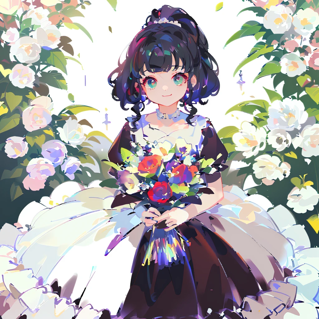 Anime girl in white dress holding a bouquet of white flowers, guweiz, guweiz on pixiv artstation, loli in dress, A masterpiece by Guwiz, guweiz on artstation pixiv, offcial art, There are flowers, Guweiz style artwork, Anime visuals of a cute girl, Official artwork, Queen of Flowers, change
