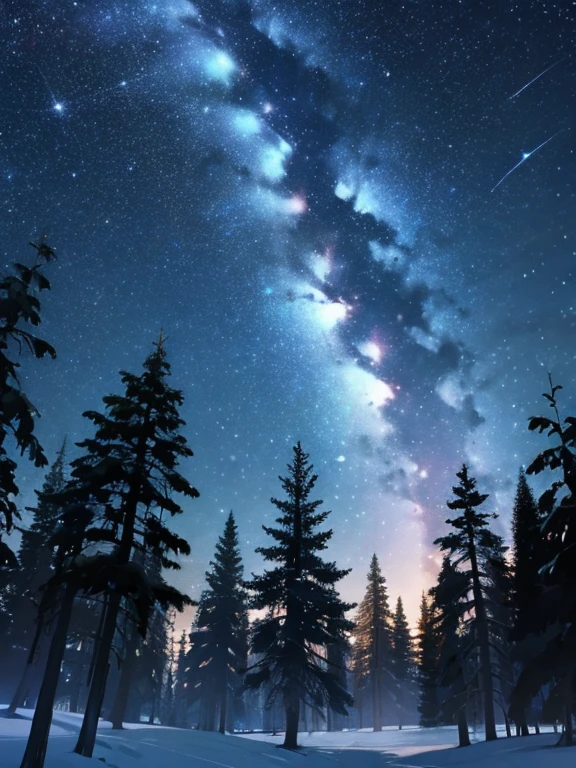 night sky full of stars、landscapes、the woods