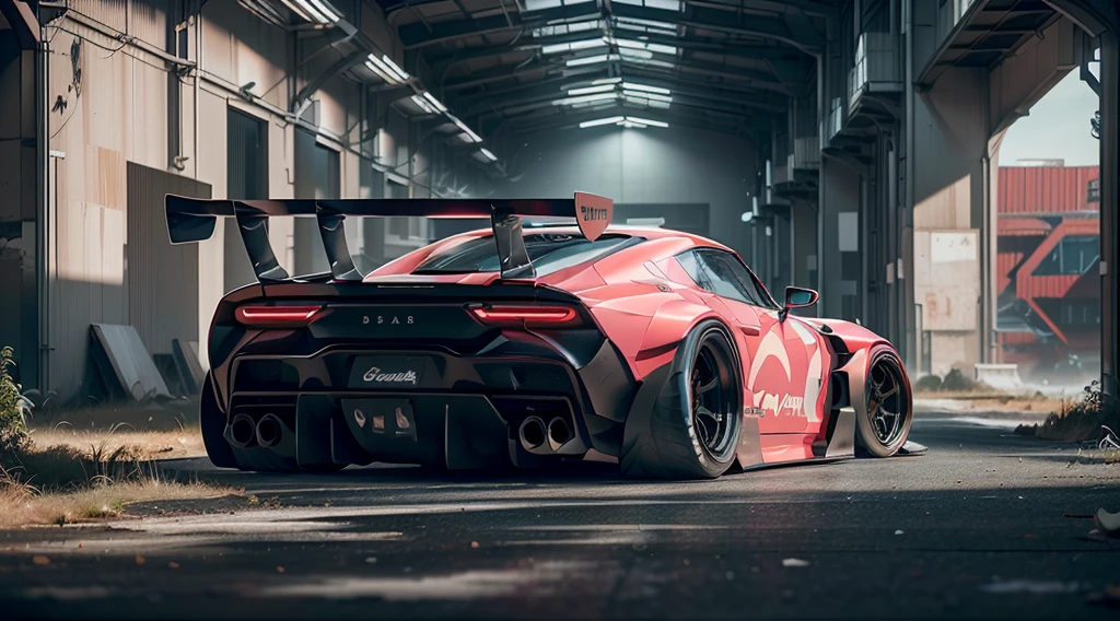 Supercar concept art((pastel pink, electric blue, black paintwork)), jonsibal design works, libet walk ultra wide carbon fibre body kit, creatively inspired by race games like Forza horizon, gran Turismo and Asphalt 9: legends visual aesthetic, foreboding colours, trending on hodoor, cars coops, moparinsider, and artstation, cgsociety, custom design build, cinematic composition, HDR studio light, sharp details, urban night light LUT colour overlay, cyberpunk game style automobiles, ((funky colours)), industrial warehouse background, sleek yet industrial, shipping yard environment, crisp, accurate, meticulous, assaul vehicle, military grade, 3ds max, corona render, sharp, focus, menacing look, large rear spoiler, high performance enhanced exhaust system, ((liberty walk body kit)); photo realistic, insanely detailed, ray tracing, subsurface scattering 8k, ((parked in an abandoned warehouse, derelict and lifeless space)), directional lighting, hazy and atmospheric, ominous, stealth built, highly detailed racing interior,(a collaboration by fictional sc-fi companies Wallace Corporation, cyberdine systems, RDA and hanka robotics), 8k