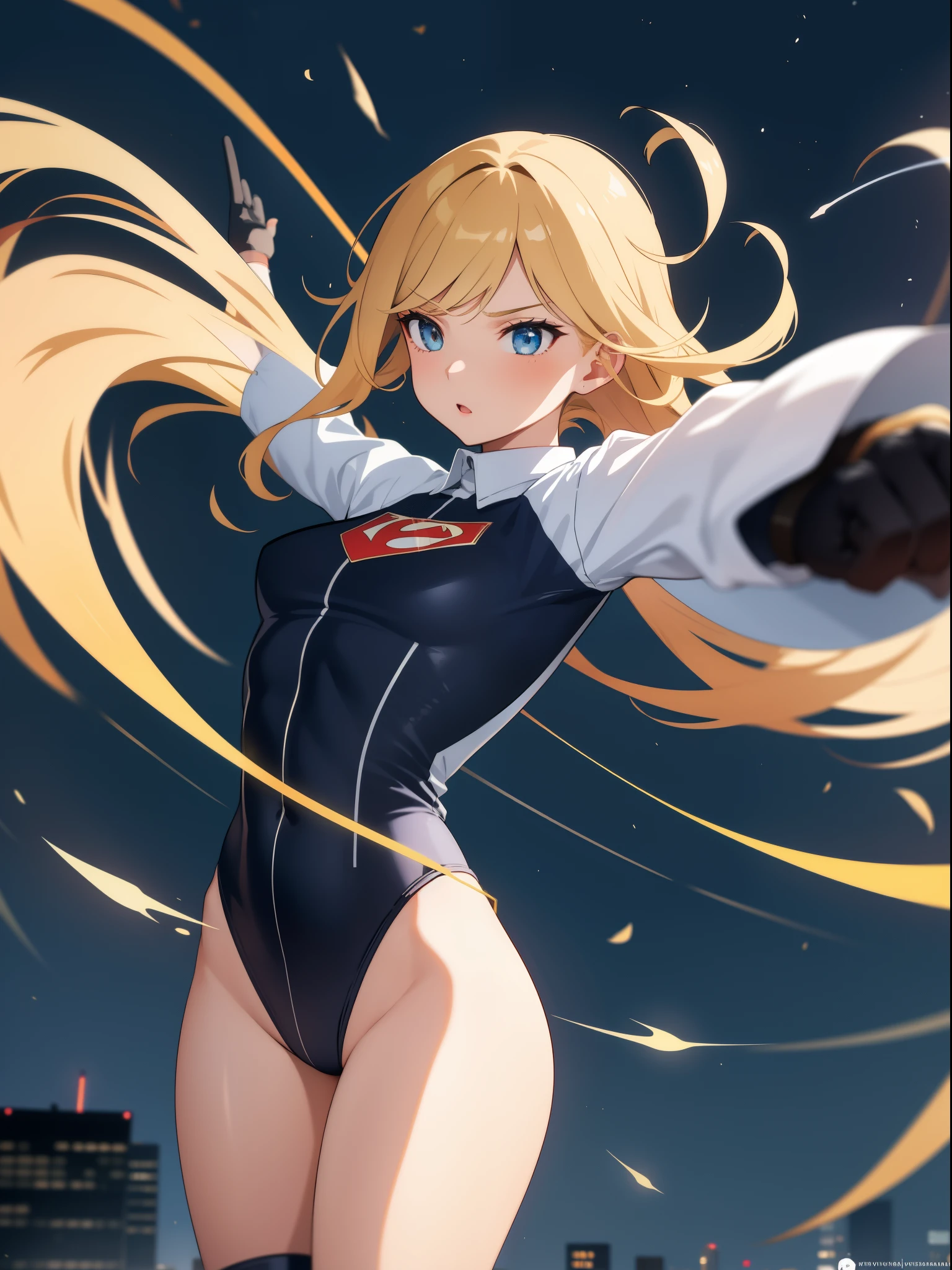 1girl, , leotard, high cut leotard,  legs, tight belt, boots, gloves, superhero, city backdrop, solo, single, raised arms, standing, twirling, spinning like a tornado, wind swirls surrounding her body, energy emitting from her body, full body shot, cowboy shot, superpower, tornado spinning, rapid gyration, super speed, speed lines, tornado wind swirls surrounding her body, super spin