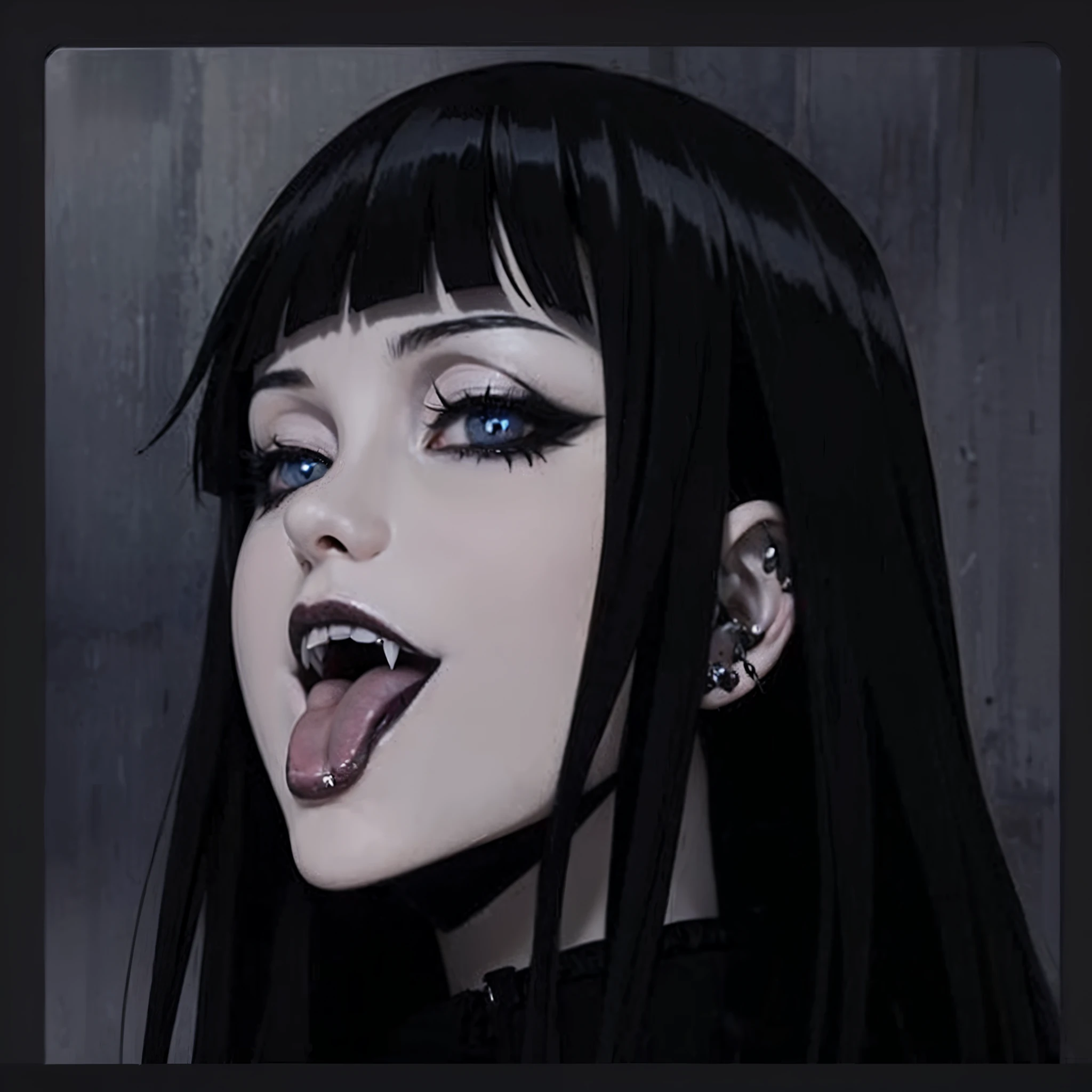 a close up of a person with long hair and a smile, goth woman, dreamy gothic girl, yandere intricate, anime waifu, attractive anime girl, gothic maiden anime girl, ahegao, seductive anime girl, ahegao face, beautiful scary female vampire, anime woman, goth girl, anime vampires, demon anime girl, 1 7 - year - old anime goth girl